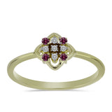 Inel din Argint 925 Placat cu Aur ( 1.48 grame ) cu Diamant Violet și Diamant Alb 0.1 Carate