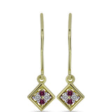 Cercei din Argint 925 Placat cu Aur ( 1.51 grame ) cu Diamant Violet și Diamant Alb 0.14 Carate