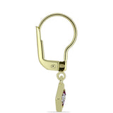 Cercei din Argint 925 Placat cu Aur ( 1.51 grame ) cu Diamant Violet și Diamant Alb 0.14 Carate
