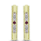 Cercei din Argint 925 Placat cu Aur ( 3.05 grame ) cu Diamant Violet și Diamant Alb 0.08 Carate