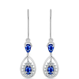 Cercei din Argint 925 ( 2.89 grame ) cu Safir Albastru Australian și Topaz Alb 1.67 Carate