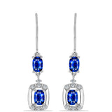 Cercei din Argint 925 ( 3.15 grame ) cu Safir Albastru Australian și Topaz Alb 3.08 Carate