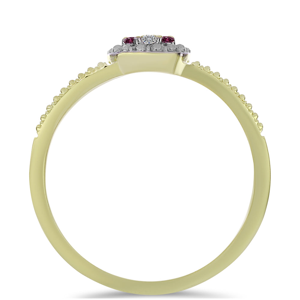 Inel din Argint 925 Placat cu Aur ( 2.36 grame ) cu Diamant Violet și Diamant Alb 0.1 Carate