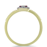 Inel din Argint 925 Placat cu Aur ( 2.36 grame ) cu Diamant Violet și Diamant Alb 0.1 Carate