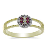 Inel din Argint 925 Placat cu Aur ( 2.36 grame ) cu Diamant Violet și Diamant Alb 0.1 Carate