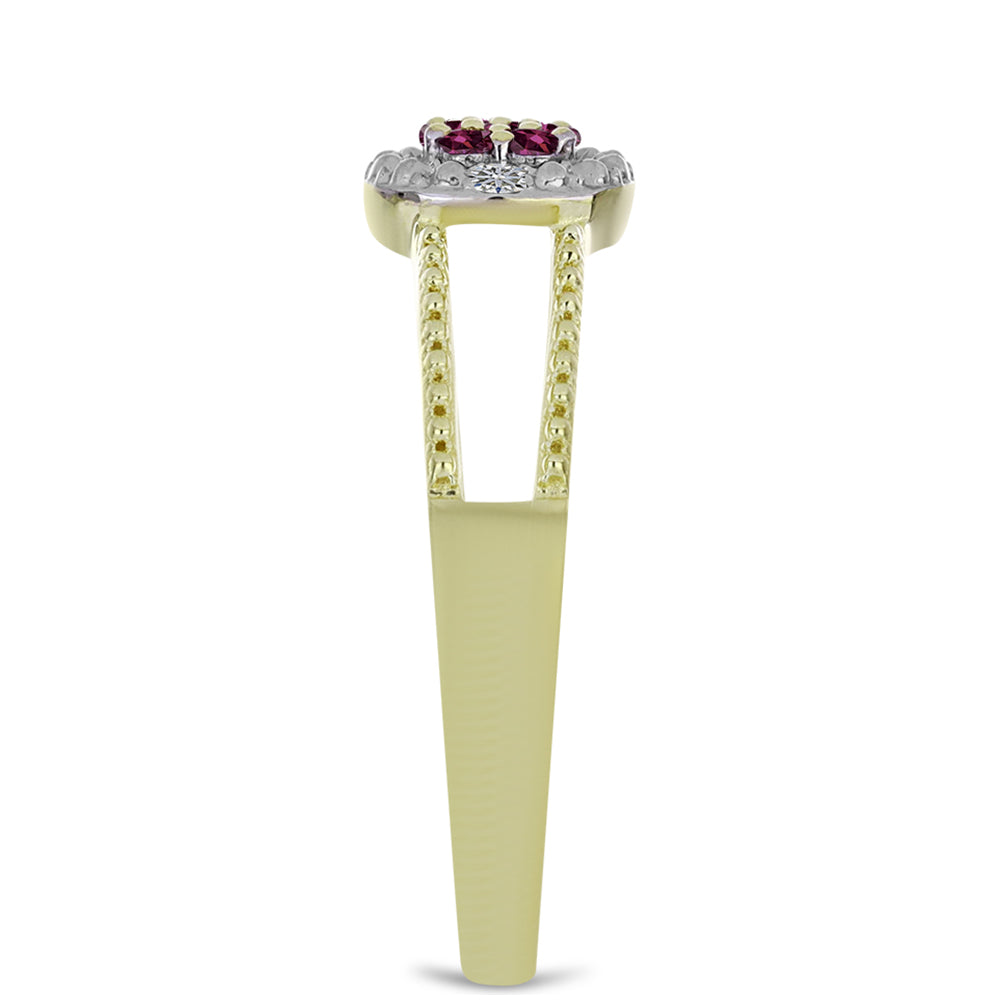 Inel din Argint 925 Placat cu Aur ( 2.36 grame ) cu Diamant Violet și Diamant Alb 0.1 Carate