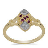 Inel din Argint 925 Placat cu Aur ( 2.73 grame ) cu Diamant Violet și Diamant Alb 0.12 Carate