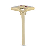 Inel din Argint 925 Placat cu Aur ( 2.73 grame ) cu Diamant Violet și Diamant Alb 0.12 Carate