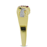 Inel din Argint 925 Placat cu Aur ( 3.3 grame ) cu Diamant Violet și Diamant Alb 0.15 Carate