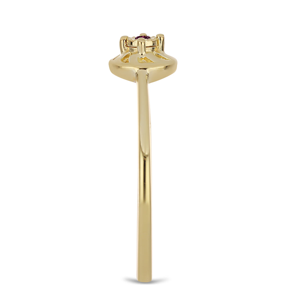 Set din Argint 925 Placat cu Aur ( 3.38 grame ) cu Diamant Violet 0.06 Carate ( Cercei+Inel+Pandantiv )