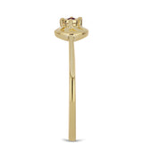 Set din Argint 925 Placat cu Aur ( 3.38 grame ) cu Diamant Violet 0.06 Carate ( Cercei+Inel+Pandantiv )