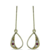 Cercei din Argint 925 Placat cu Aur ( 2.04 grame ) cu Diamant Violet și Diamant Alb 0.06 Carate