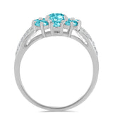 Inel din Argint 925 ( 5.37 grame ) cu Cuarț Paraiba și Topaz Alb 2.89 Carate