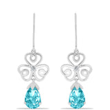 Cercei din Argint 925 ( 3.97 grame ) cu Cuarț Paraiba și Topaz Alb 3.67 Carate