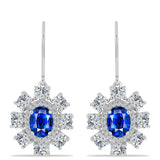 Cercei din Argint 925 ( 4.85 grame ) cu Safir Albastru Australian și Topaz Alb 7.1 Carate