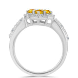 Inel din Argint 925 ( 3.36 grame ) cu Citrin Ural și Topaz Alb 0.58 Carate