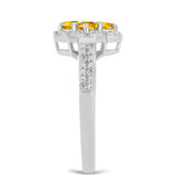 Inel din Argint 925 ( 3.36 grame ) cu Citrin Ural și Topaz Alb 0.58 Carate
