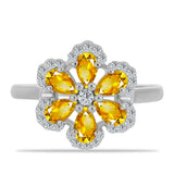 Inel din Argint 925 ( 3.2 grame ) cu Citrin Ural și Topaz Alb 1.5 Carate