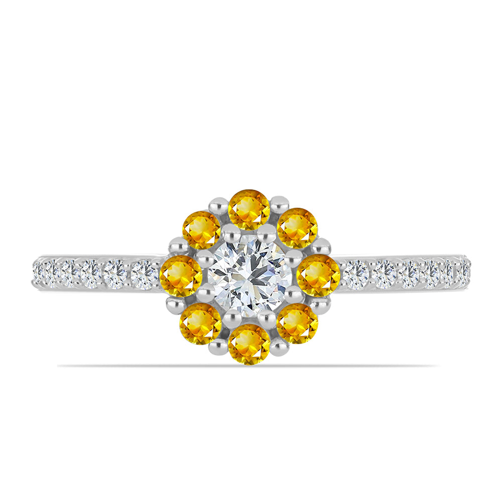 Inel din Argint 925 ( 2.14 grame ) cu Citrin Ural și Topaz Alb 0.79 Carate
