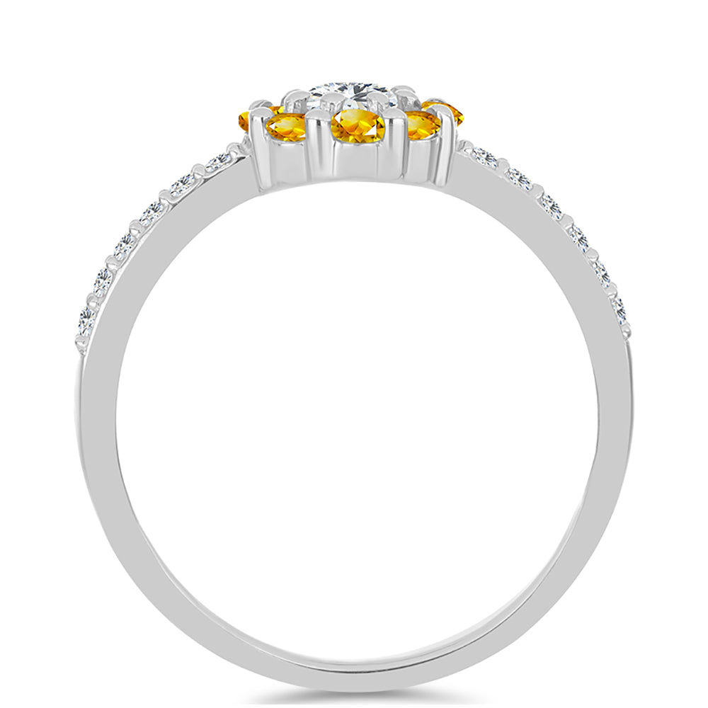 Inel din Argint 925 ( 2.14 grame ) cu Citrin Ural și Topaz Alb 0.79 Carate