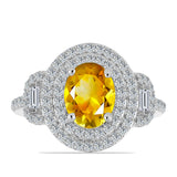 Inel din Argint 925 ( 3.98 grame ) cu Citrin Ural și Zircon Alb 2.71 Carate