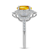 Inel din Argint 925 ( 3.98 grame ) cu Citrin Ural și Zircon Alb 2.71 Carate