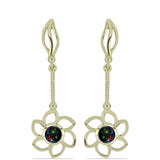 Cercei din Argint 925 Placat cu Aur ( 5.15 grame ) cu Opal Etiopian Negru Lega Dembi 0.73 Carate