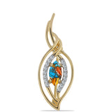 Broşă din Argint 925 Placat cu Aur ( 2.24 grame ) cu Turcoaz Oyster și Topaz Alb 0.79 Carate