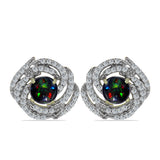 Cercei din Argint 925 Placat cu Aur ( 4.26 grame ) cu Opal Etiopian Negru Lega Dembi și Topaz Alb 1.67 Carate