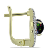 Cercei din Argint 925 Placat cu Aur ( 4.26 grame ) cu Opal Etiopian Negru Lega Dembi și Topaz Alb 1.67 Carate