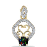 Pandantiv din Argint 925 Placat cu Aur ( 1.32 grame ) cu Opal Etiopian Negru Lega Dembi și Topaz Alb 0.49 Carate