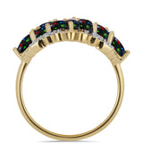 Inel din Argint 925 Placat cu Aur ( 4.5 grame ) cu Opal Etiopian Negru Lega Dembi și Topaz Alb 2.11 Carate