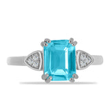 Inel din Argint 925 ( 2.63 grame ) cu Cuarț Paraiba și Topaz Alb 2.05 Carate