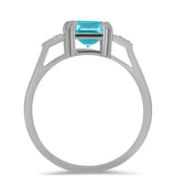 Inel din Argint 925 ( 2.63 grame ) cu Cuarț Paraiba și Topaz Alb 2.05 Carate