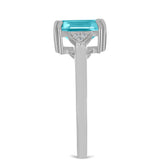 Inel din Argint 925 ( 2.63 grame ) cu Cuarț Paraiba și Topaz Alb 2.05 Carate