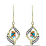Cercei din Argint 925 Placat cu Aur ( 3.79 grame ) cu Turcoaz Oyster și Topaz Alb 1.19 Carate