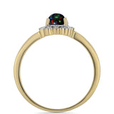 Inel din Argint 925 Placat cu Aur ( 2.09 grame ) cu Opal Etiopian Negru Lega Dembi și Topaz Alb 0.45 Carate