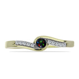 Inel din Argint 925 Placat cu Aur ( 2.14 grame ) cu Opal Etiopian Negru Lega Dembi și Topaz Alb 0.15 Carate
