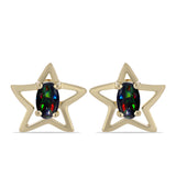 Cercei din Argint 925 Placat cu Aur ( 1.52 grame ) cu Opal Etiopian Negru Lega Dembi 0.3 Carate