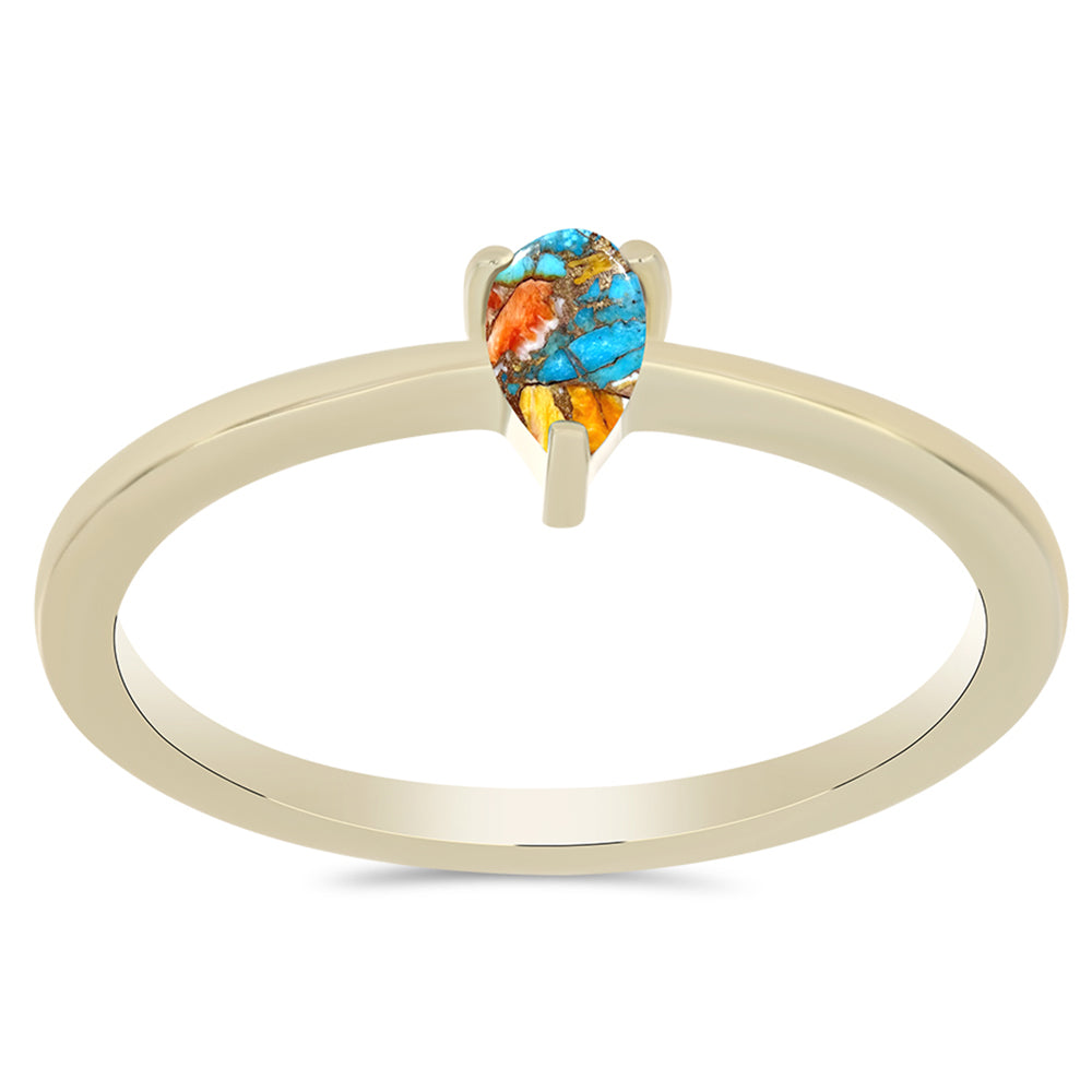 Inel din Argint 925 Placat cu Aur ( 1.49 grame ) cu Turcoaz Oyster 0.27 Carate