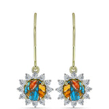 Cercei din Argint 925 Placat cu Aur ( 2.37 grame ) cu Turcoaz Oyster și Topaz Alb 2.82 Carate