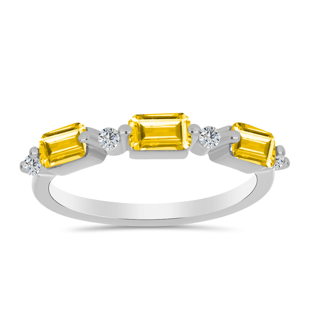 Inel din Argint 925 ( 1.79 grame ) cu Citrin Ural și Topaz Alb 0.99 Carate