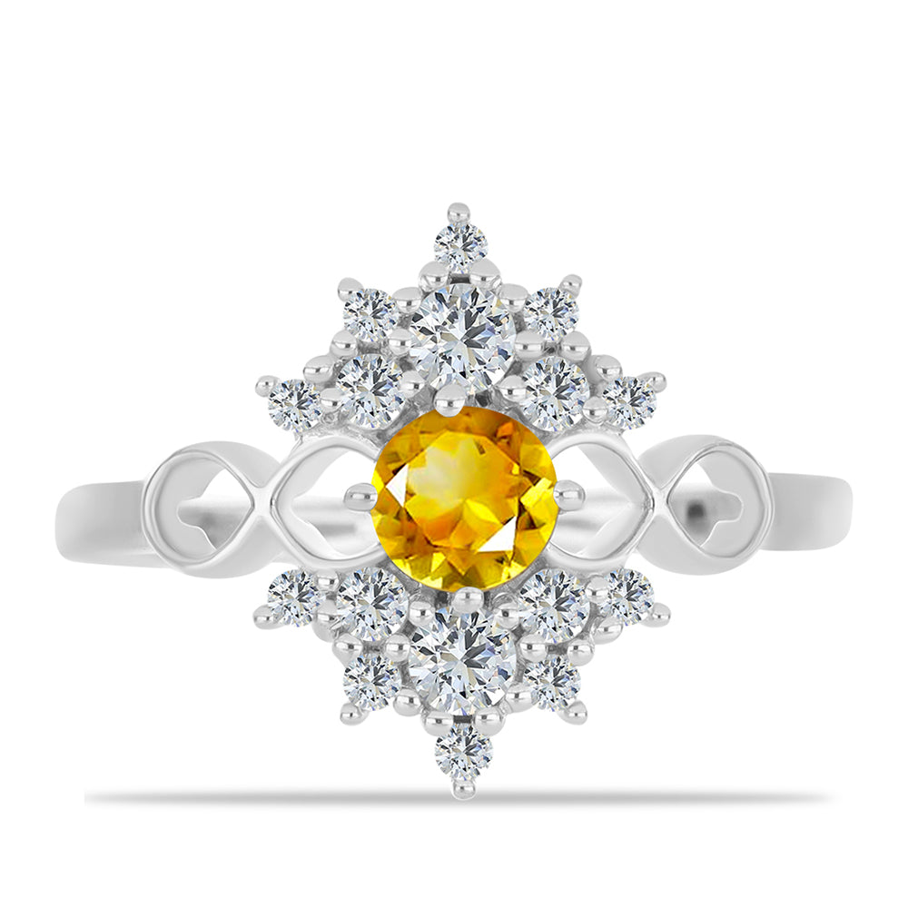 Inel din Argint 925 ( 2.83 grame ) cu Citrin Ural și Topaz Alb 1.1 Carate