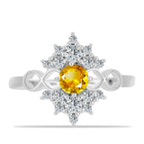 Inel din Argint 925 ( 2.83 grame ) cu Citrin Ural și Topaz Alb 1.1 Carate