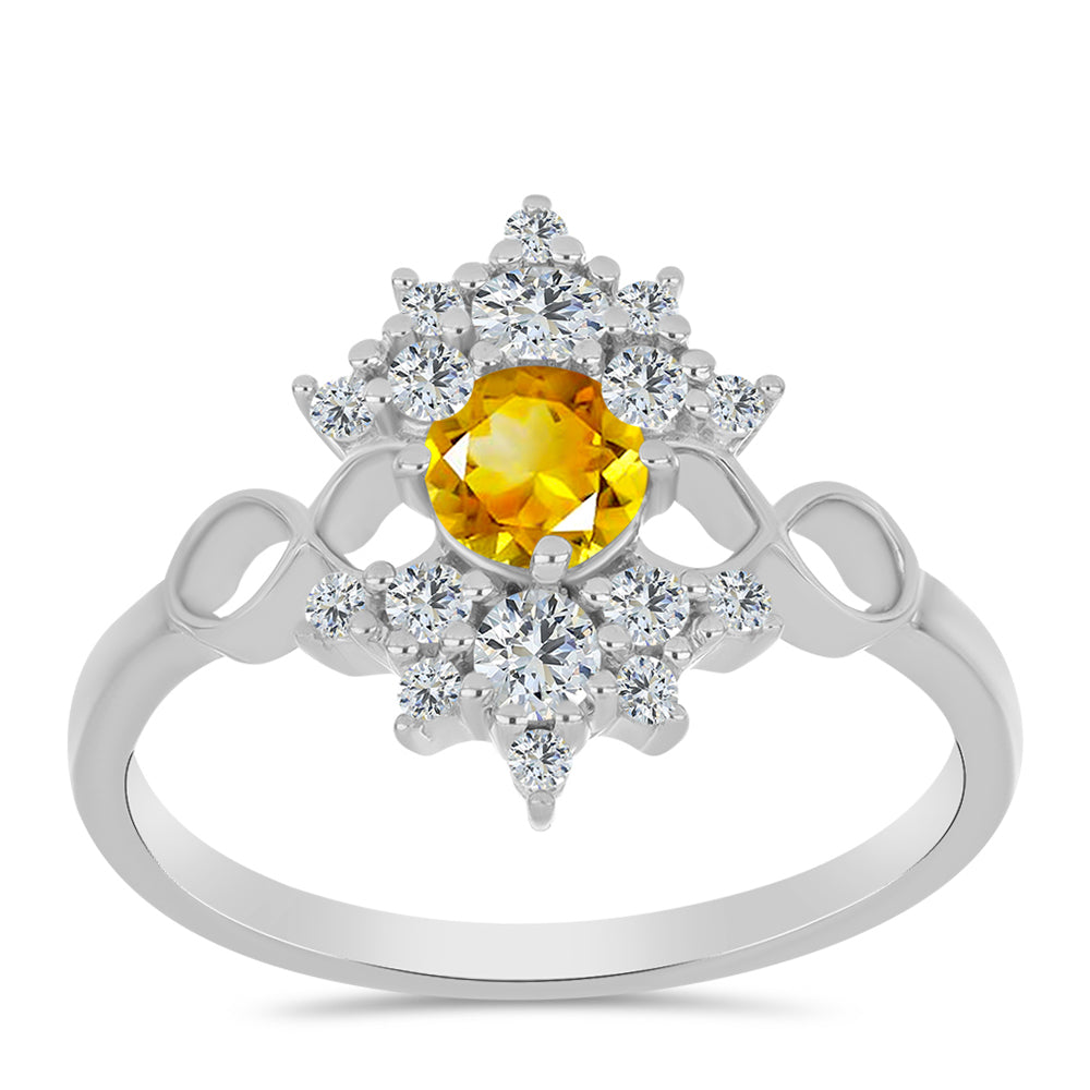 Inel din Argint 925 ( 2.83 grame ) cu Citrin Ural și Topaz Alb 1.1 Carate