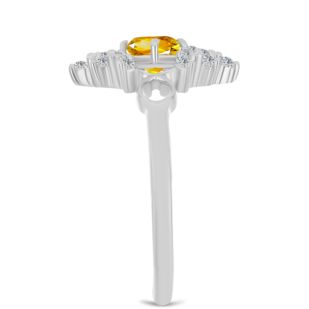 Inel din Argint 925 ( 2.83 grame ) cu Citrin Ural și Topaz Alb 1.1 Carate