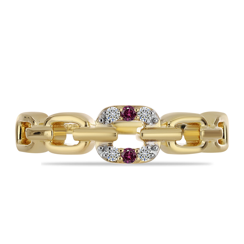 Inel din Argint 925 Placat cu Aur ( 2.44 grame ) cu Diamant Violet și Diamant Alb 0.07 Carate