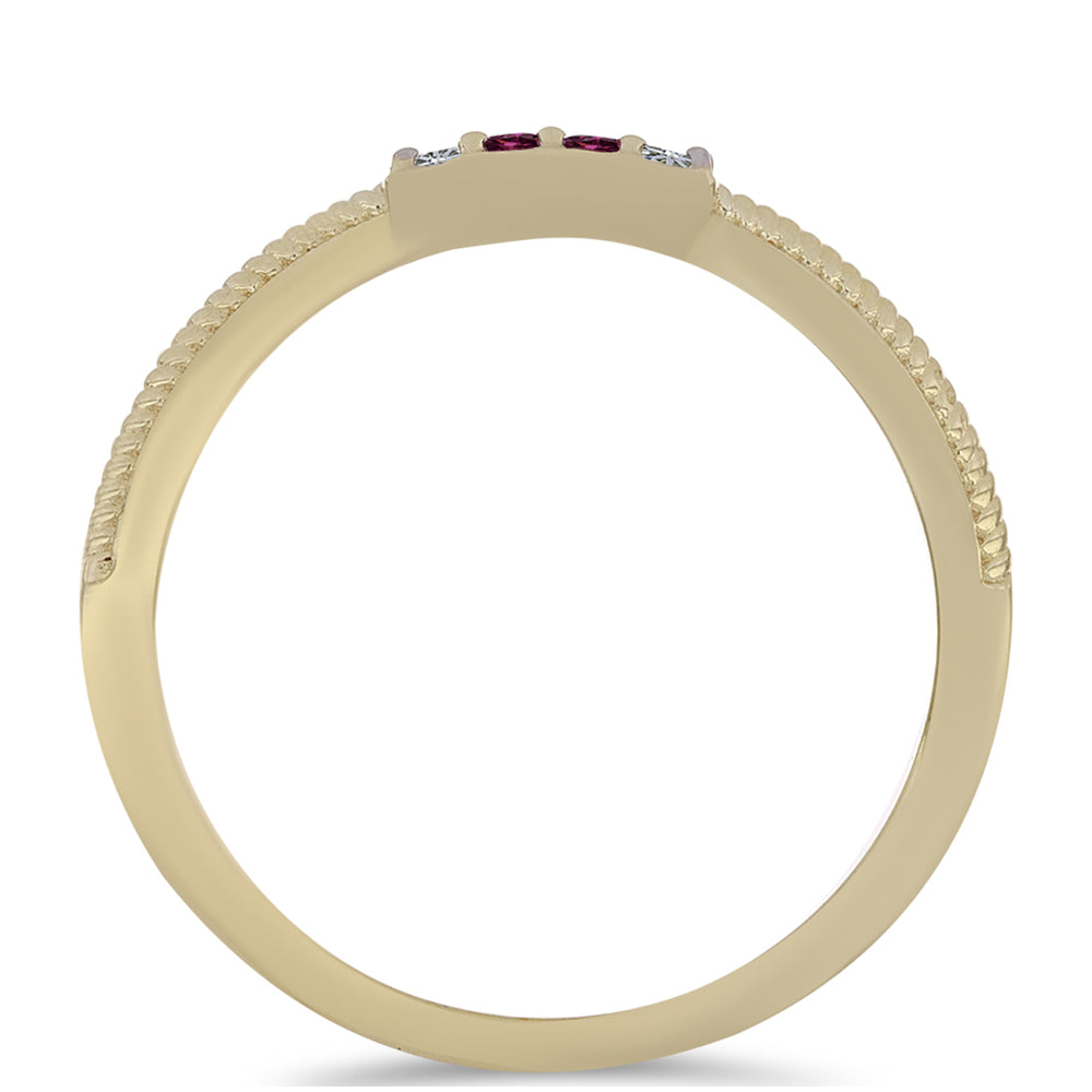 Inel din Argint 925 Placat cu Aur ( 1.46 grame ) cu Diamant Violet și Diamant Alb 0.06 Carate