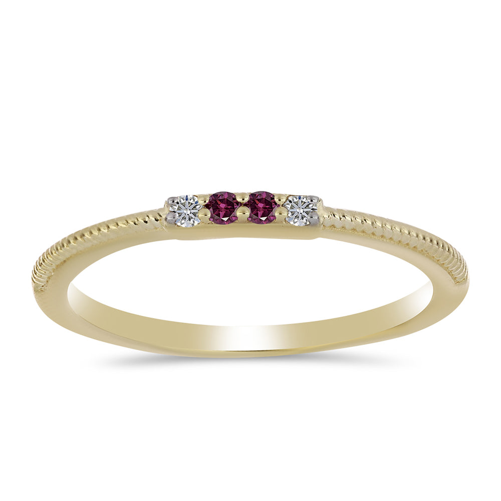 Inel din Argint 925 Placat cu Aur ( 1.46 grame ) cu Diamant Violet și Diamant Alb 0.06 Carate