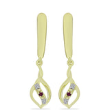 Cercei din Argint 925 Placat cu Aur ( 3.53 grame ) cu Diamant Violet și Diamant Alb 0.07 Carate